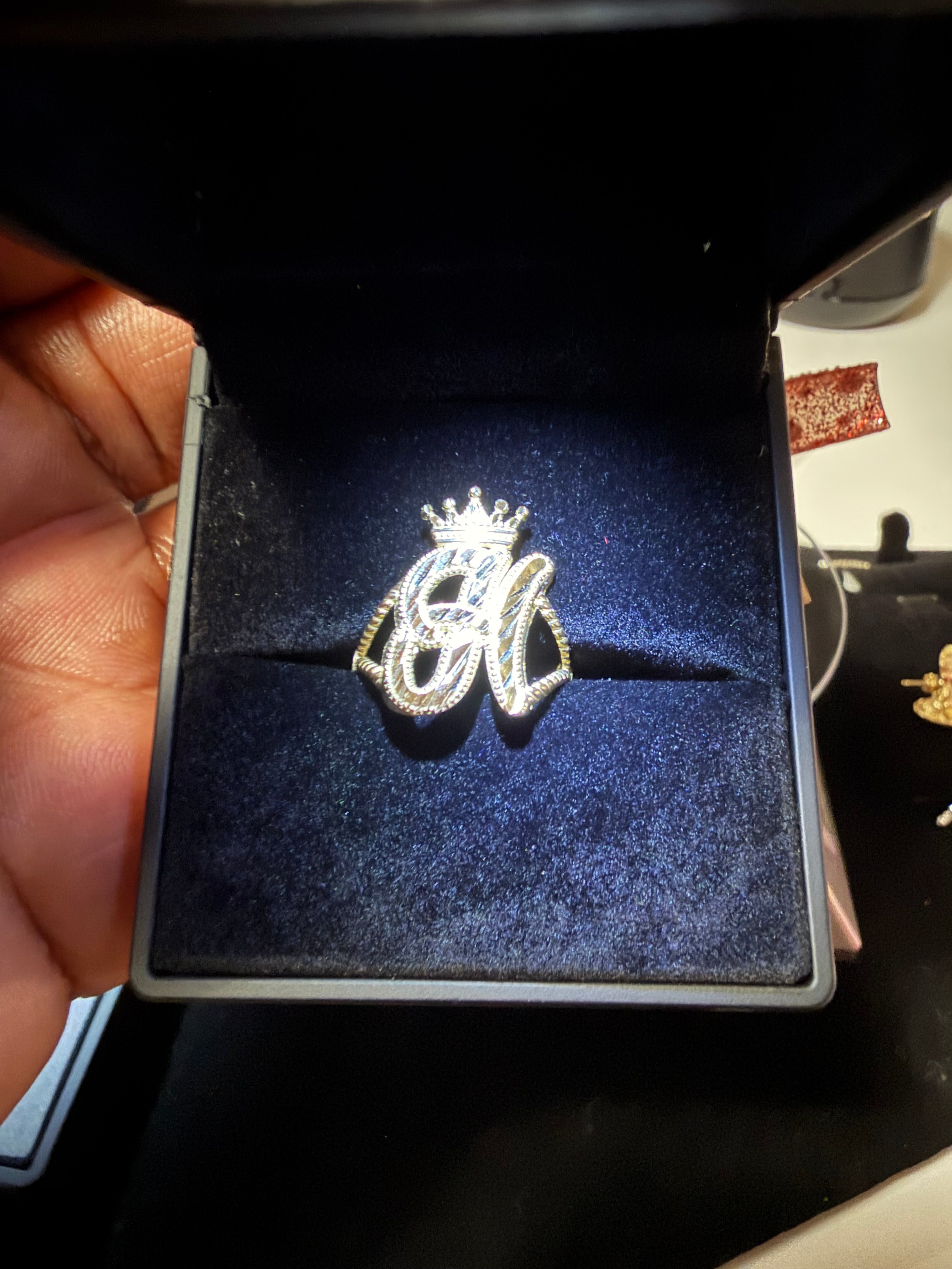 10K Solid Gold Crown Initial H Ring