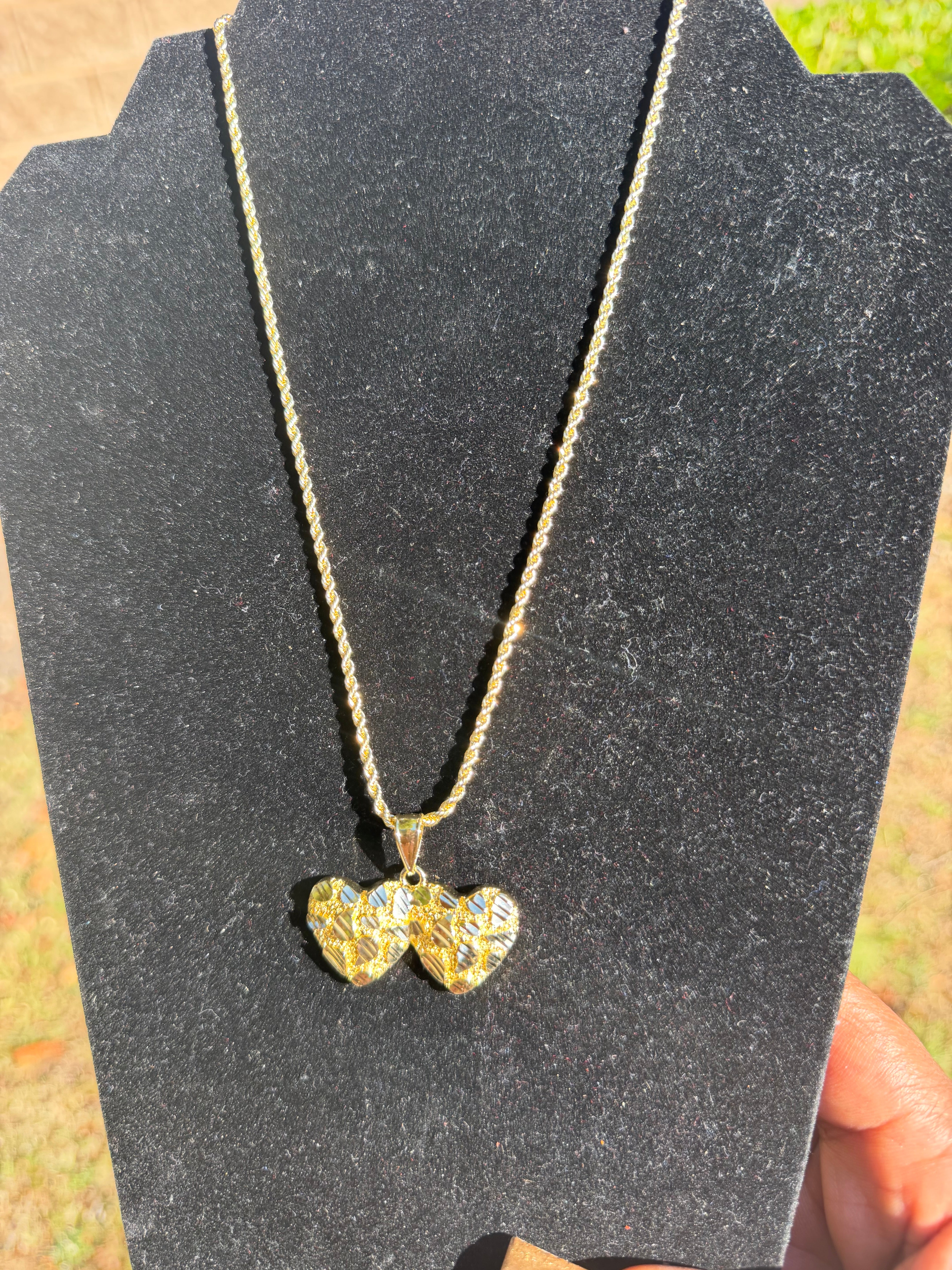 Double love nugget necklace