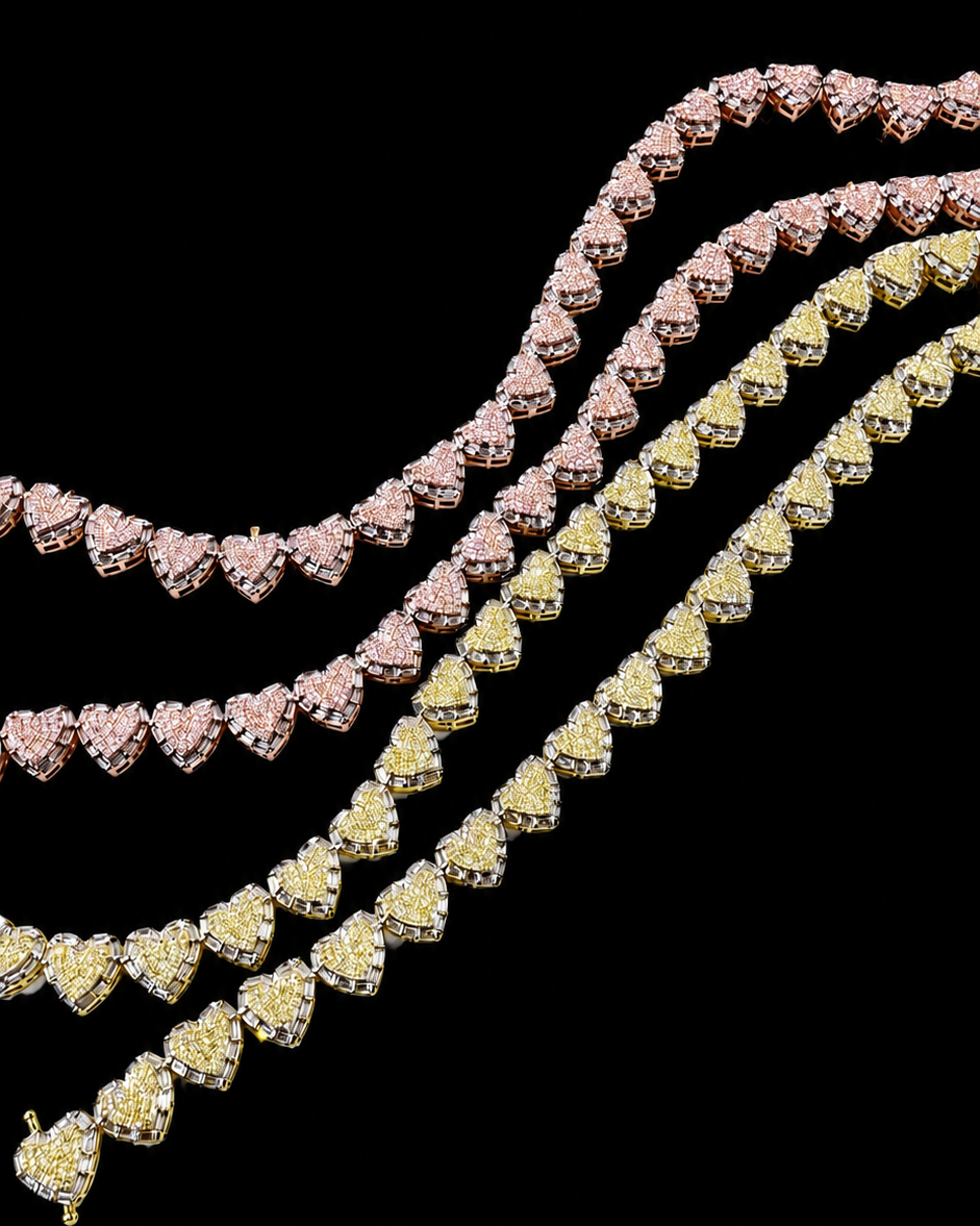 10K Gold Heart Link Bracelet – 2.25 CTW
