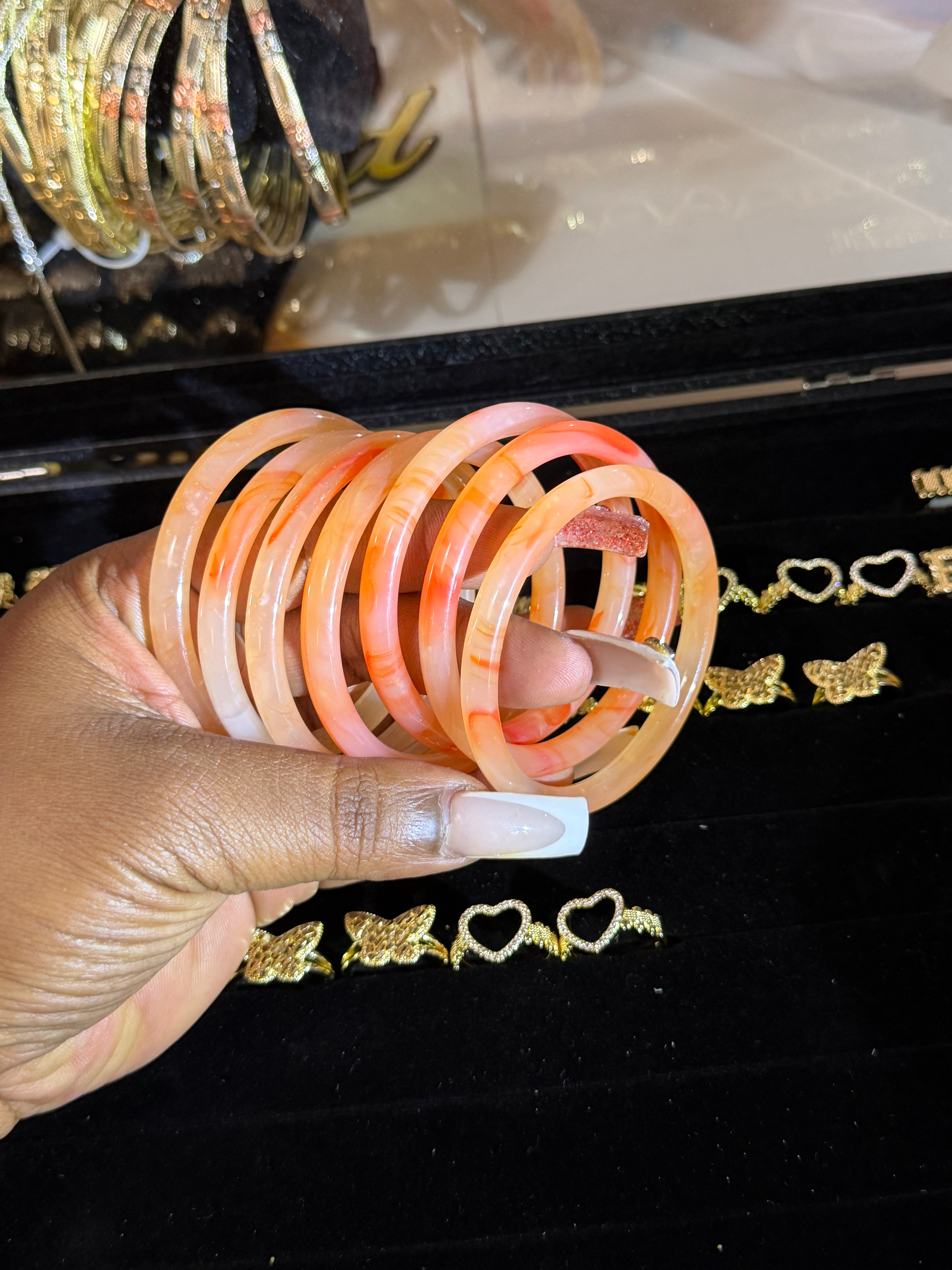 Peach glow Glass bangles